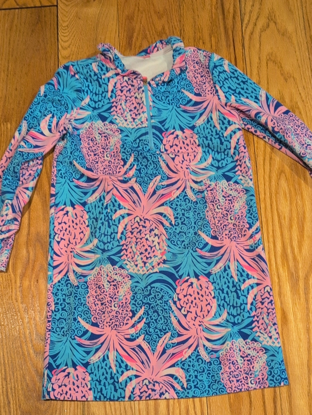 Lilly Pullitzer Kids Long Sleeve Swim Dress - Pink & Blue Pineapple Print